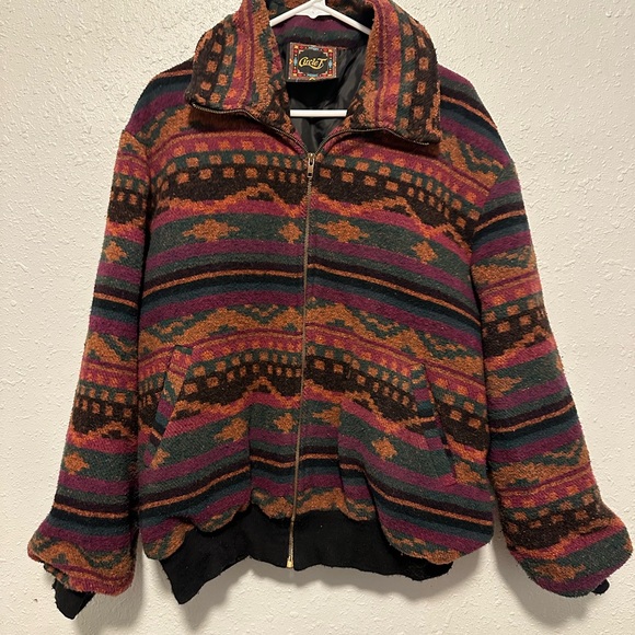 Vintage Circle T Aztec Mens Southwest Bomber Jacket - Picture 1 of 11